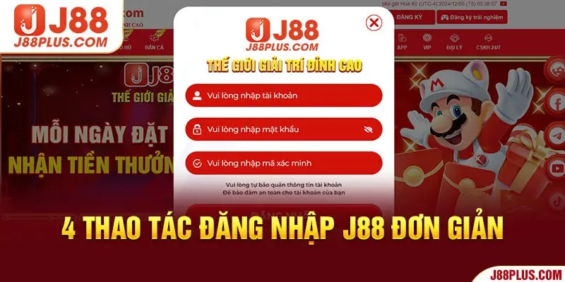 4 thao tác đăng nhập J88 đơn giản